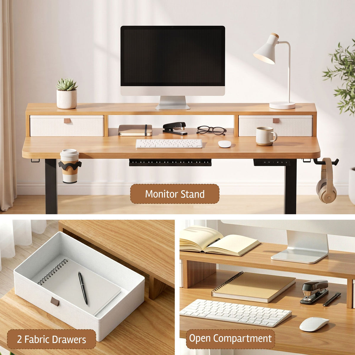 Artiss Electric Standing Desk Height Adjustable Home Office 120cm Oak