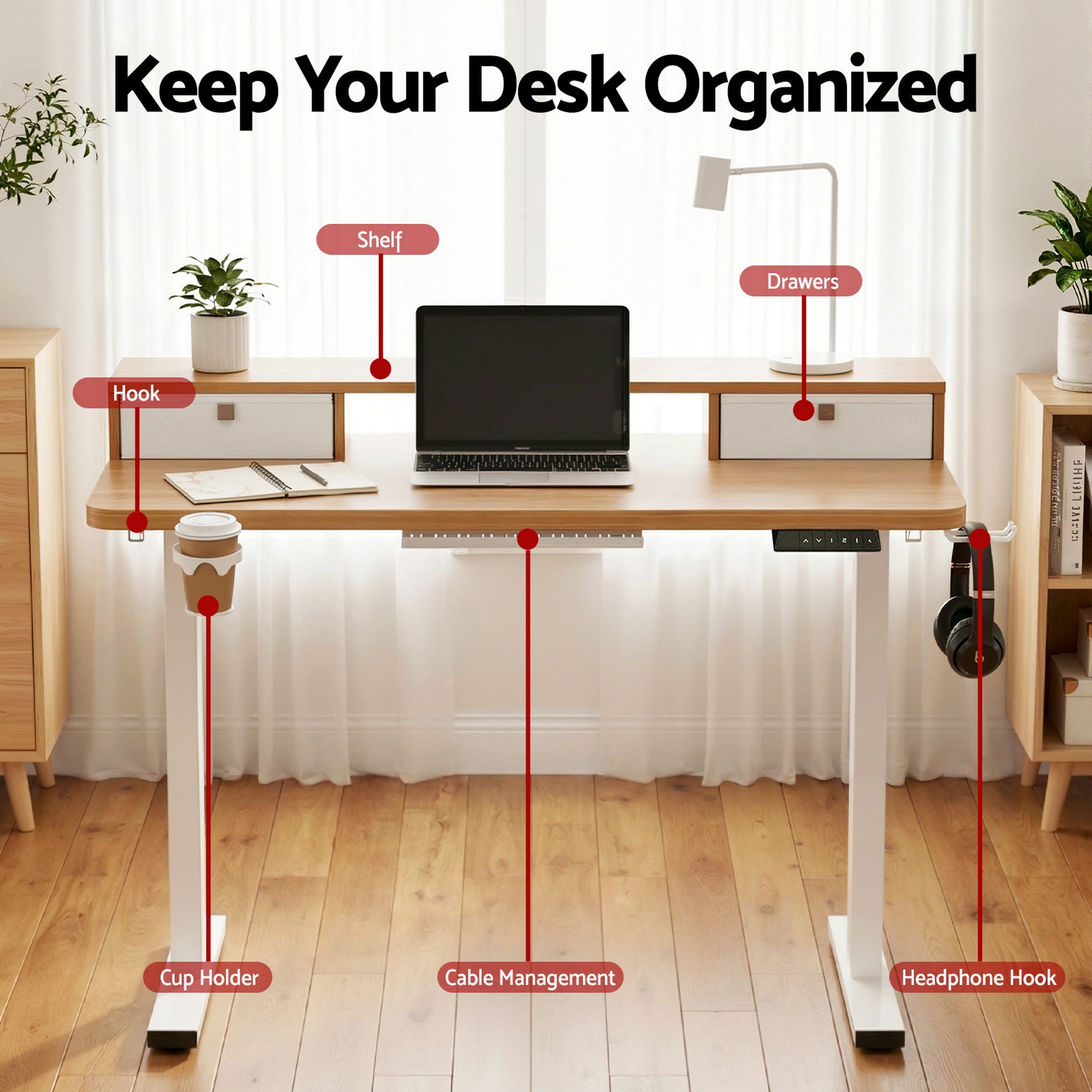 Artiss Electric Standing Desk Height Adjustable Sit Stand Desk Home Office-Furniture > Office > Desks-PEROZ Accessories