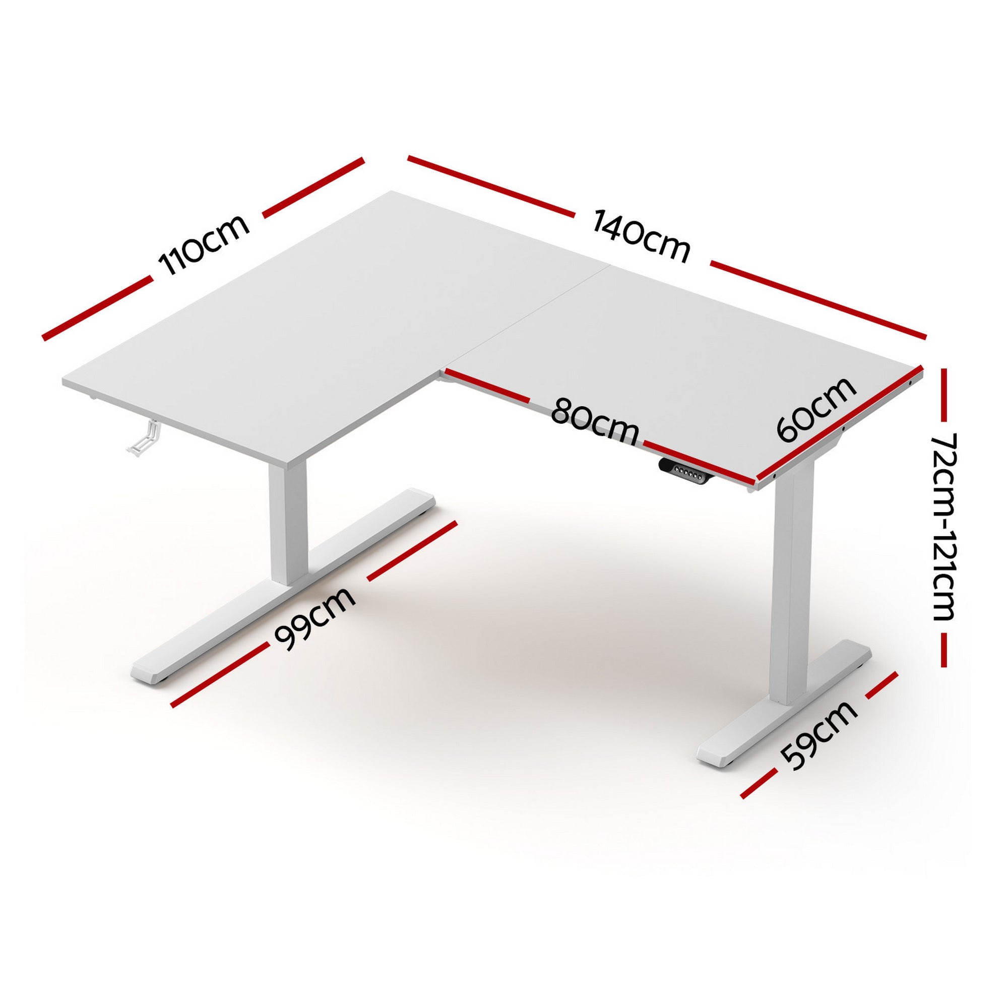 Artiss L-Shape Standing Desk Sit Stand Up Height Adjustable Electric Motorised White-Furniture > Office > Desks-PEROZ Accessories