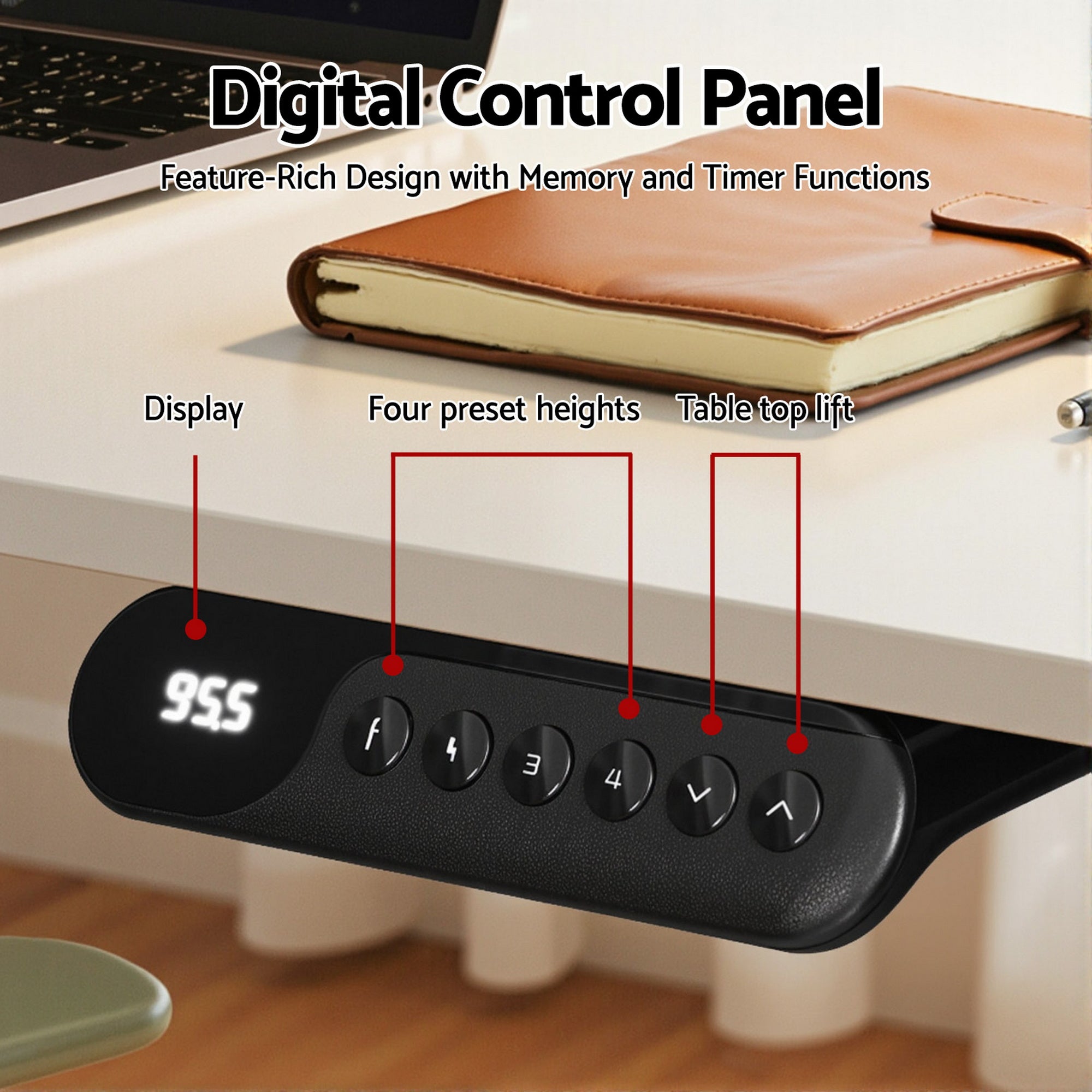 Artiss L-Shape Standing Desk Sit Stand Up Height Adjustable Electric Motorised White-Furniture > Office > Desks-PEROZ Accessories