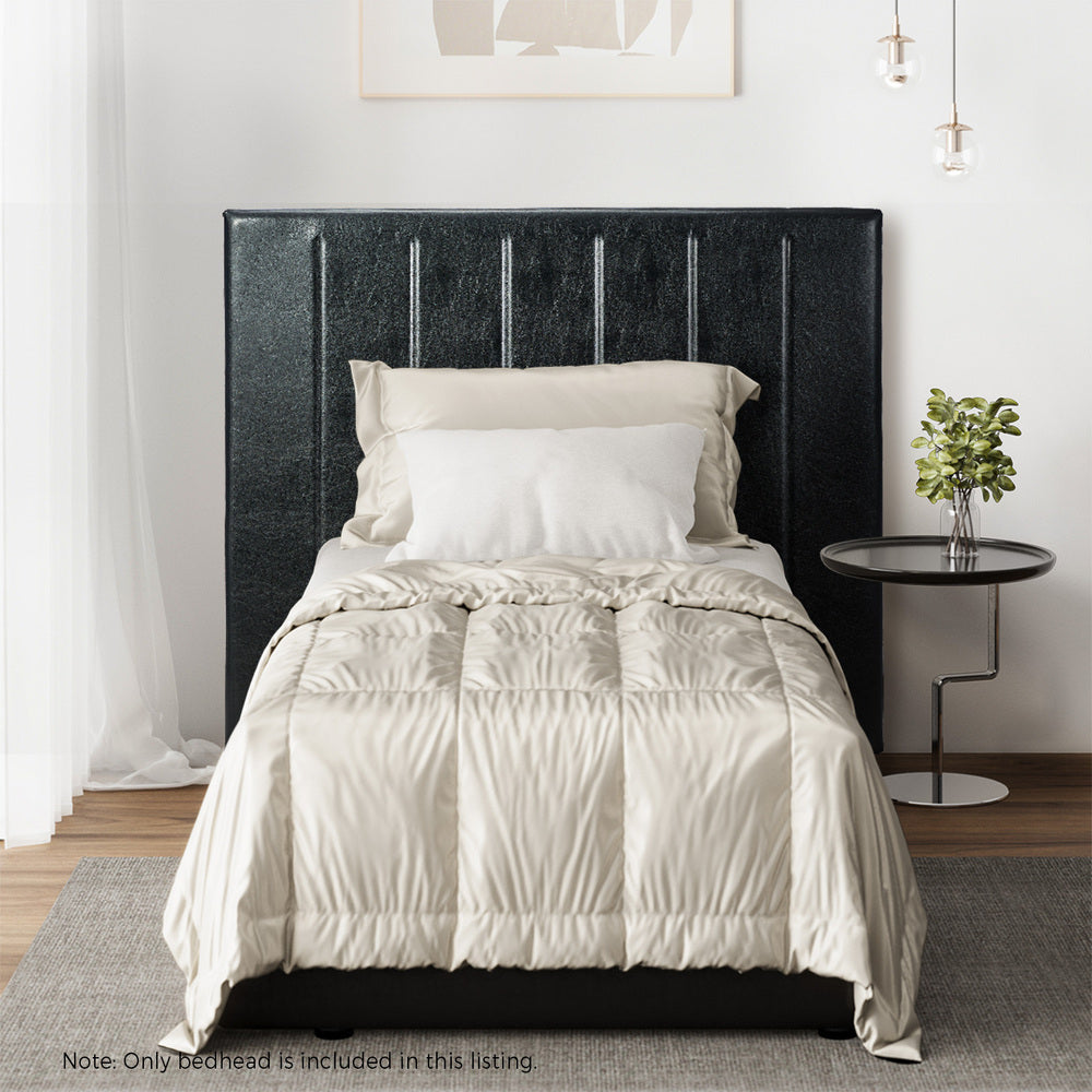 Oikiture Bed Frame Headboard King Single Size Bedhead Black Leather-Headboard-PEROZ Accessories