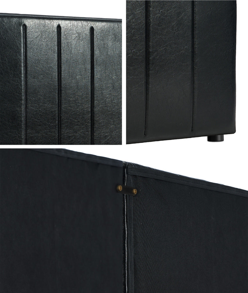 Oikiture Bed Frame Headboard Double Queen King Bedhead Black Leather-Headboard-PEROZ Accessories