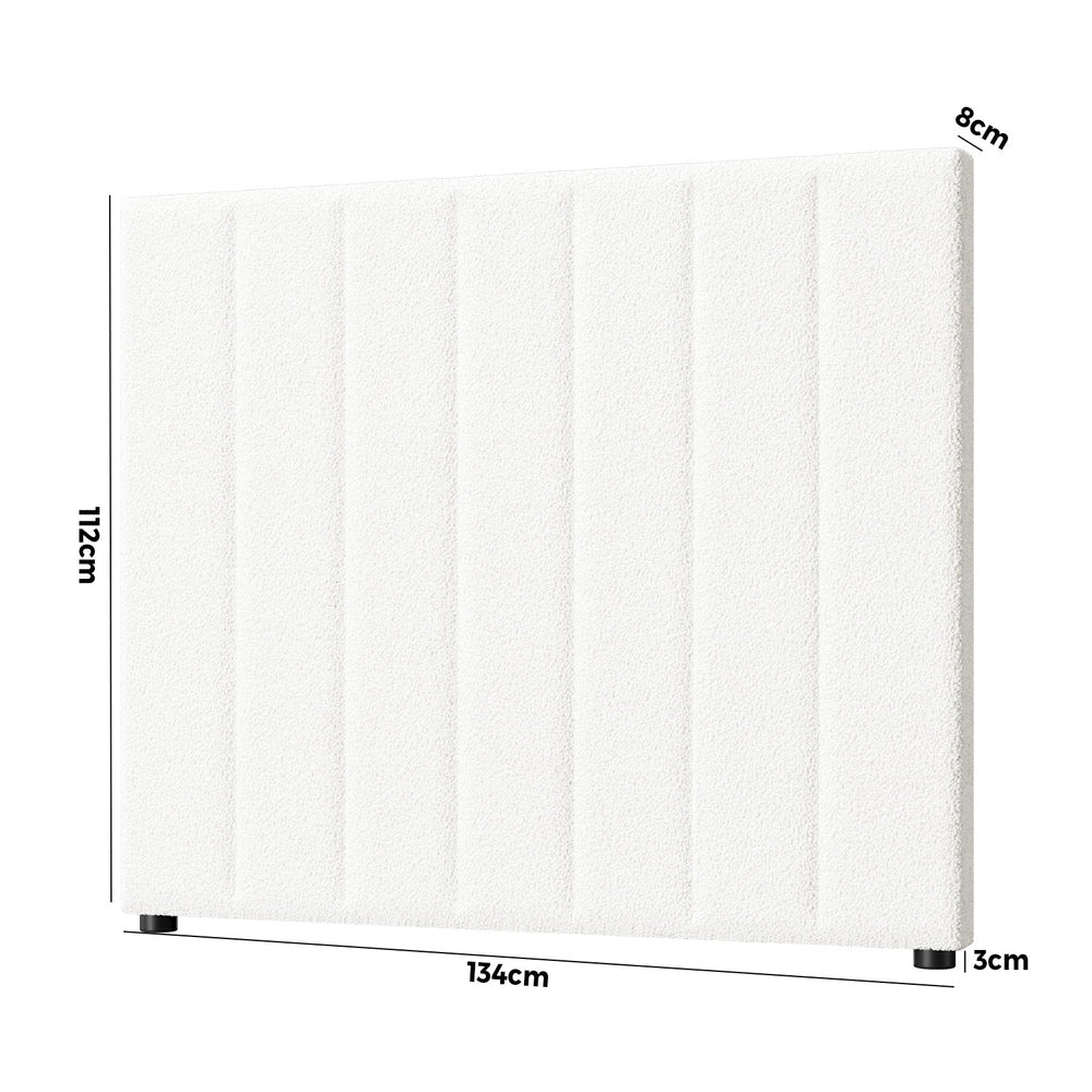 Oikiture Bed Frame Headboard King Single White Boucle-Headboards-PEROZ Accessories