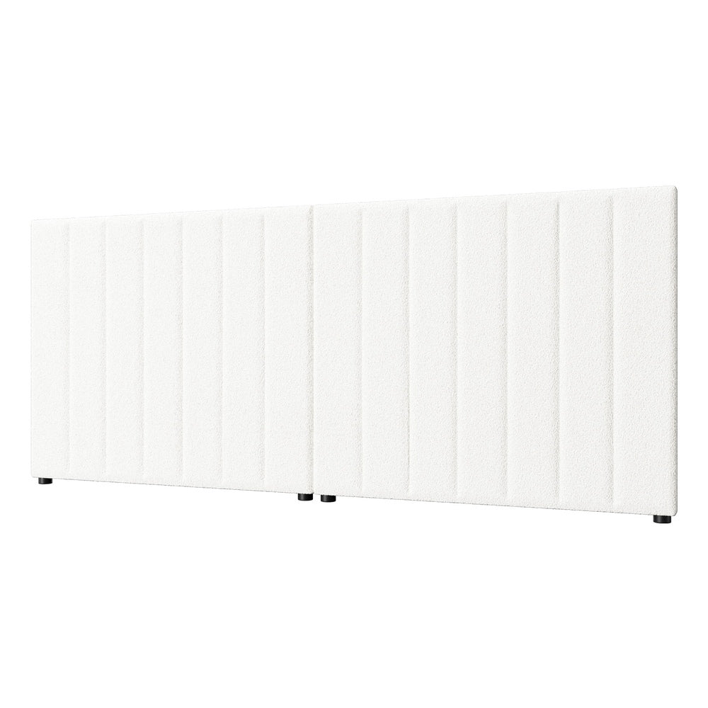 Oikiture Bed Frame Headboard Double Queen King White Boucle-Headboards-PEROZ Accessories