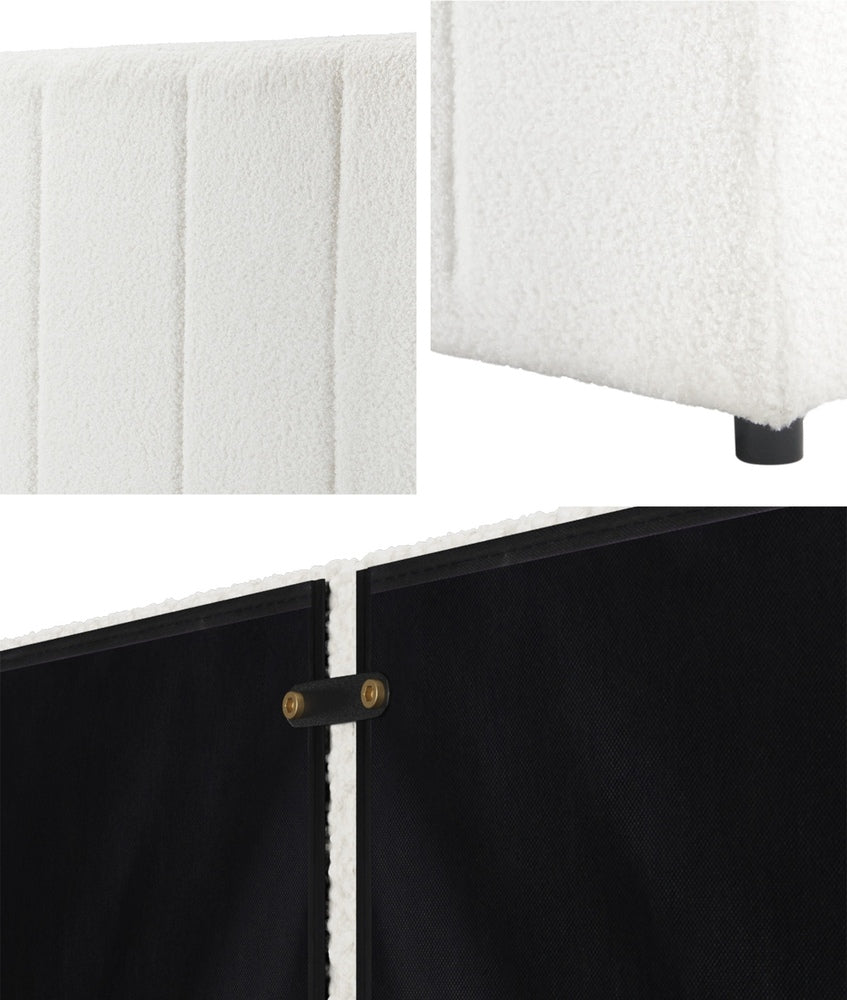 Oikiture Bed Frame Headboard Double Queen King White Boucle-Headboards-PEROZ Accessories
