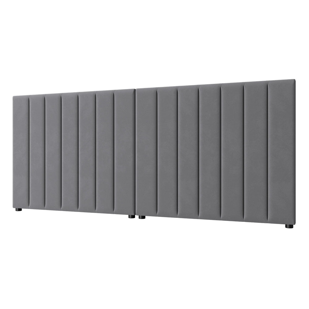 Oikiture Bed Frame Headboard Double Queen King Size Grey Velvet-Headboard-PEROZ Accessories