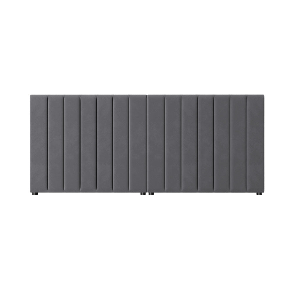 Oikiture Bed Frame Headboard Double Queen King Size Grey Velvet-Headboard-PEROZ Accessories