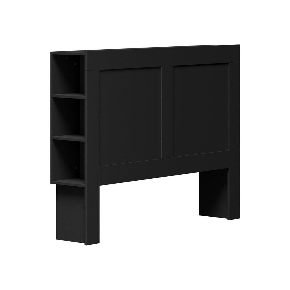 Oikiture Headboard Double Size Bedhead with Storage Shelves Black-Headboard-PEROZ Accessories