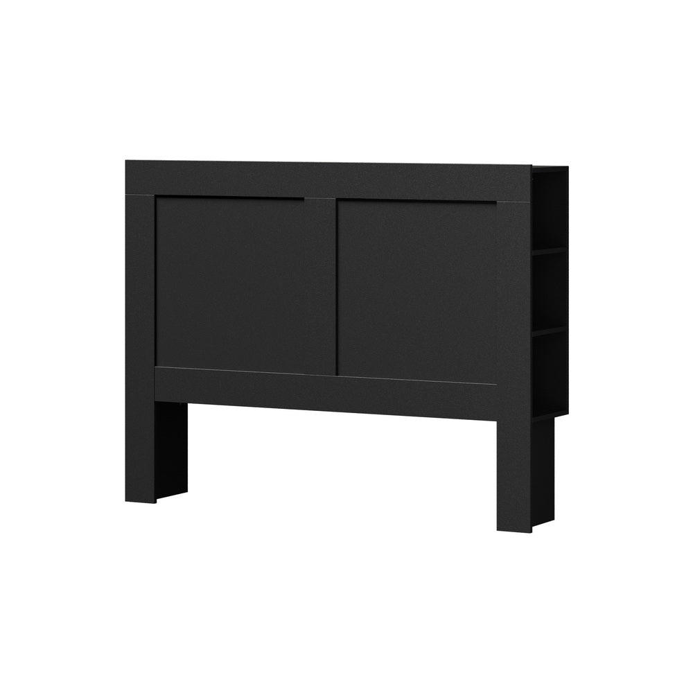 Oikiture Headboard Double Size Bedhead with Storage Shelves Black-Headboard-PEROZ Accessories