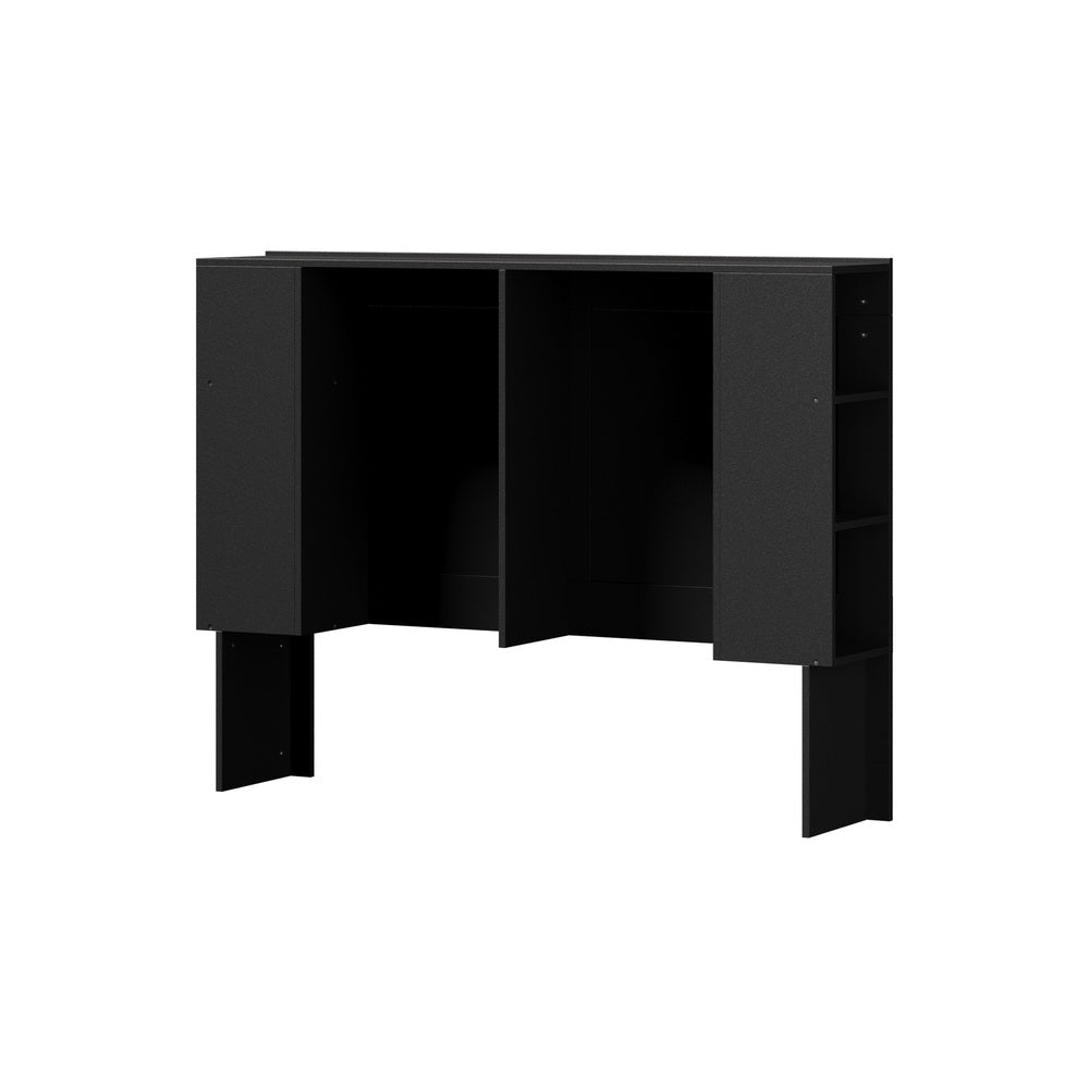 Oikiture Headboard Double Size Bedhead with Storage Shelves Black-Headboard-PEROZ Accessories