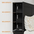 Oikiture Headboard Double Size Bedhead with Storage Shelves Black-Headboard-PEROZ Accessories
