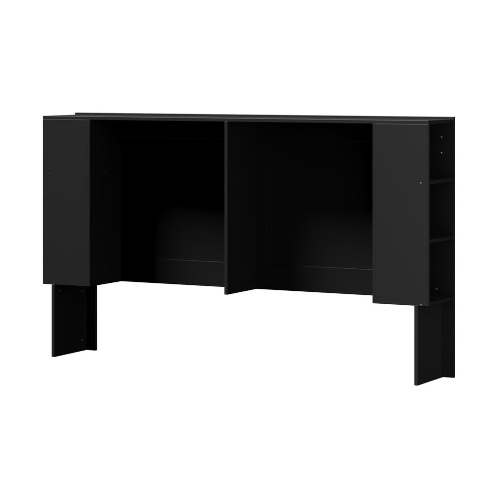 Oikiture Headboard King Size Bedhead with Storage Shelves Black-Headboard-PEROZ Accessories