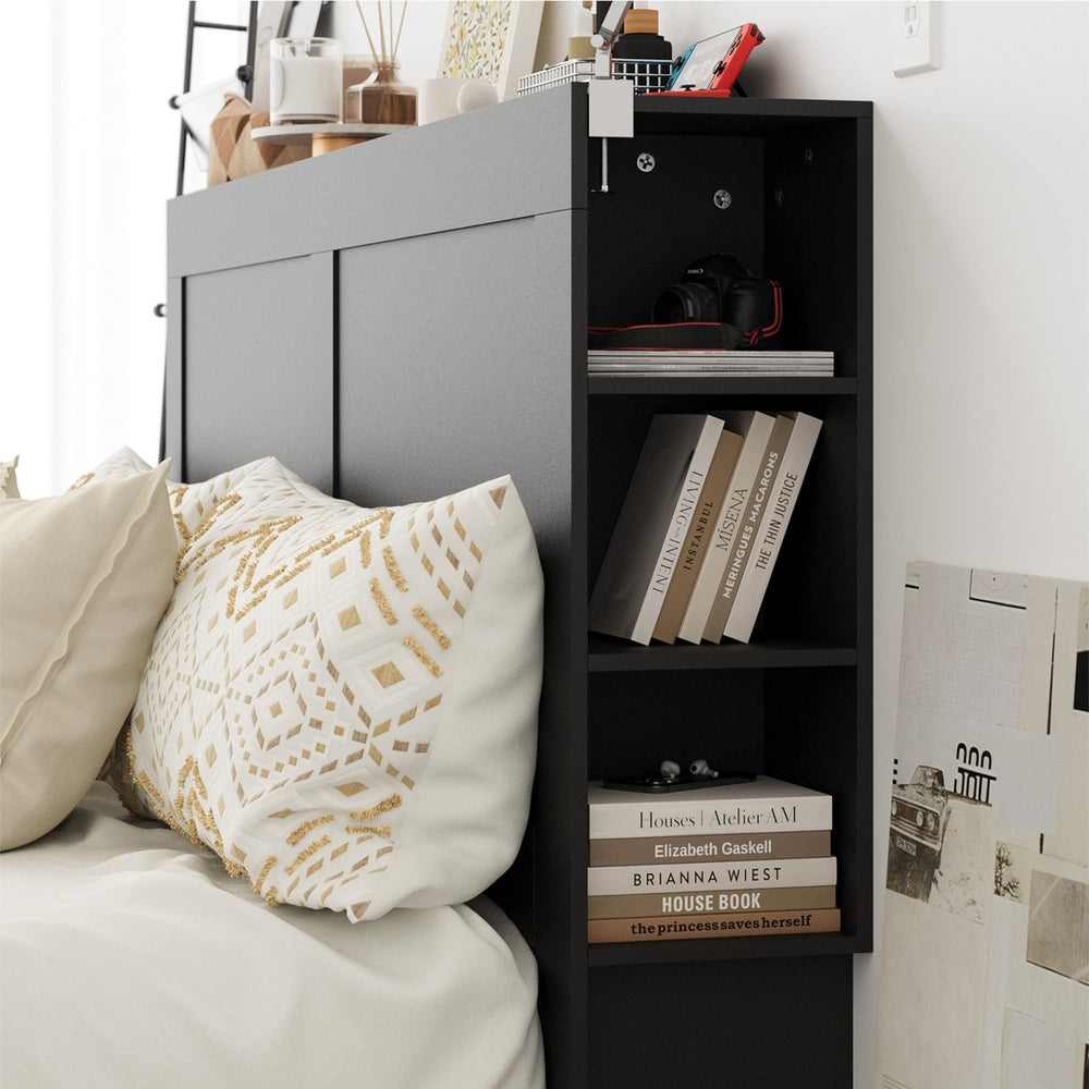 Oikiture Headboard King Size Bedhead with Storage Shelves Black-Headboard-PEROZ Accessories