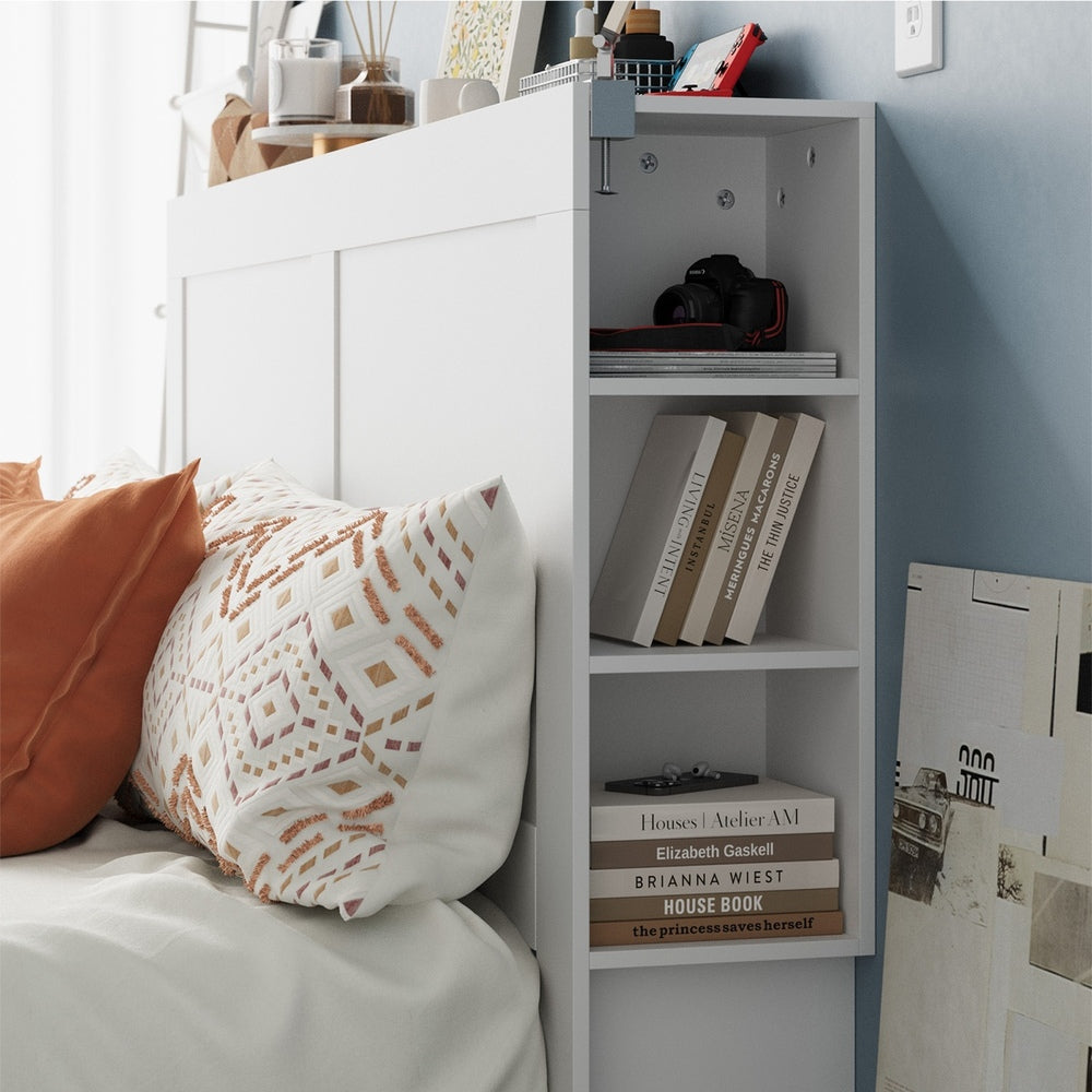 Oikiture Bed Head with Shelves King Size White-Headboard-PEROZ Accessories