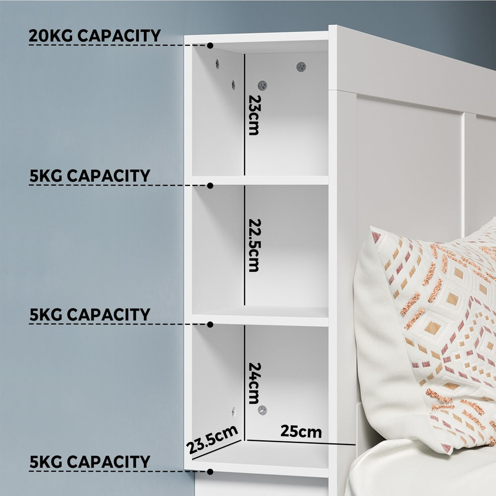 Oikiture Bed Head with Shelves King Size White-Headboard-PEROZ Accessories