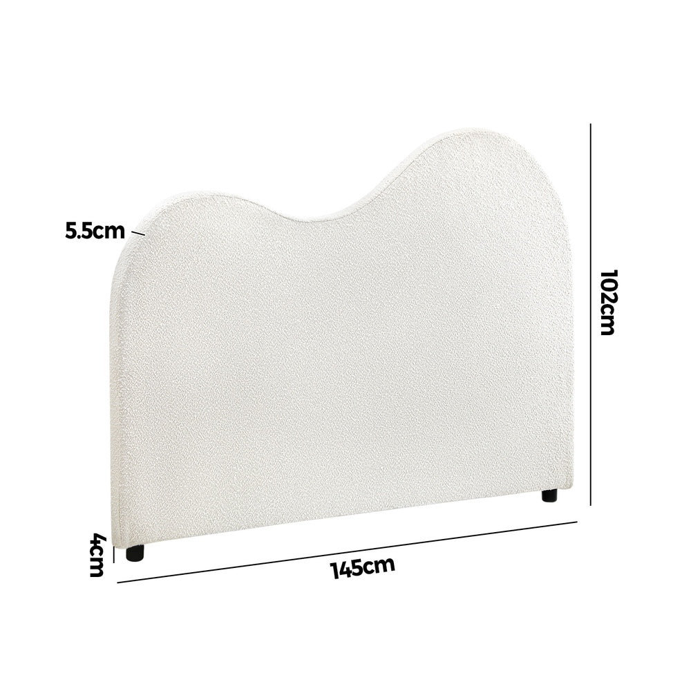 Oikiture Bed Head Double Size Headboard Boucle Fabric White-Headboards-PEROZ Accessories