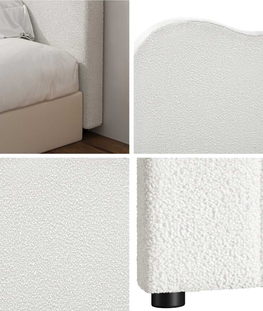 Oikiture Bed Head Double Size Headboard Boucle Fabric White-Headboards-PEROZ Accessories