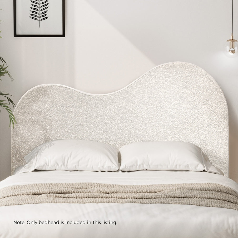 Oikiture Bed Head Queen Size Headboard Boucle Fabric White-Headboards-PEROZ Accessories