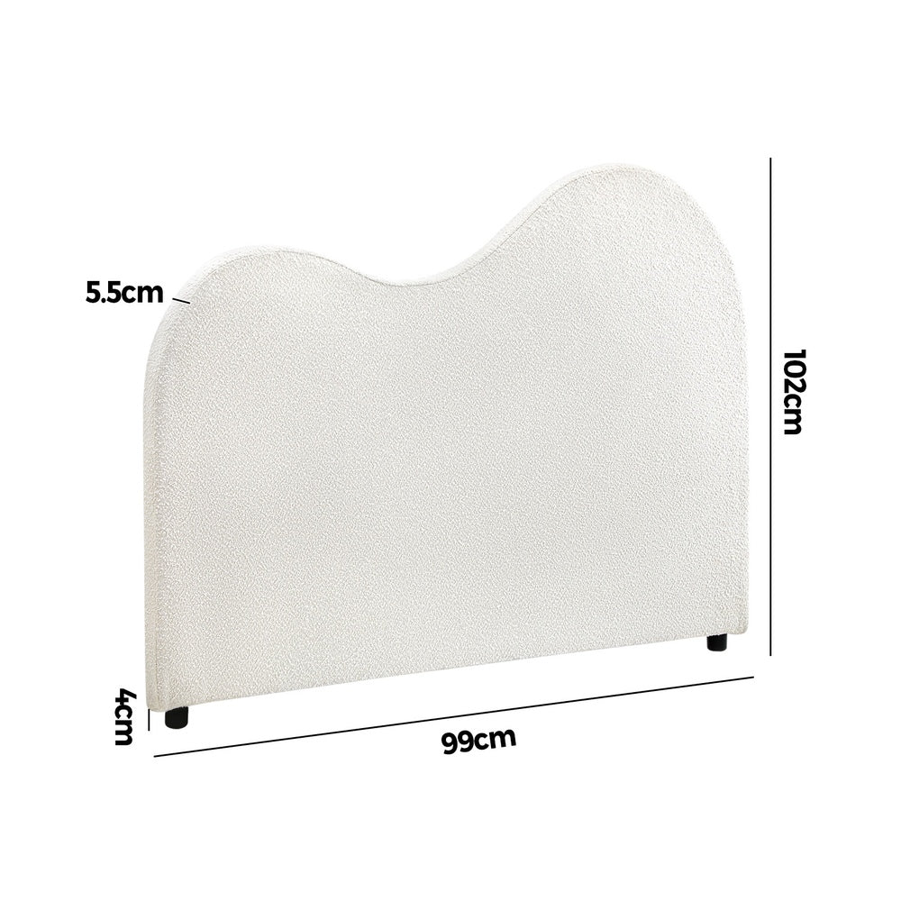Oikiture Bed Head Single Size Headboard Boucle Fabric White-Headboards-PEROZ Accessories
