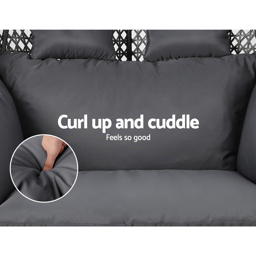 Gardeon Outdoor Swing Chair Hanging Rattan Patio Furniture Pod Stand Cushion 2 Seater-Home & Garden > Hammocks > Hammocks & Accessories-PEROZ Accessories