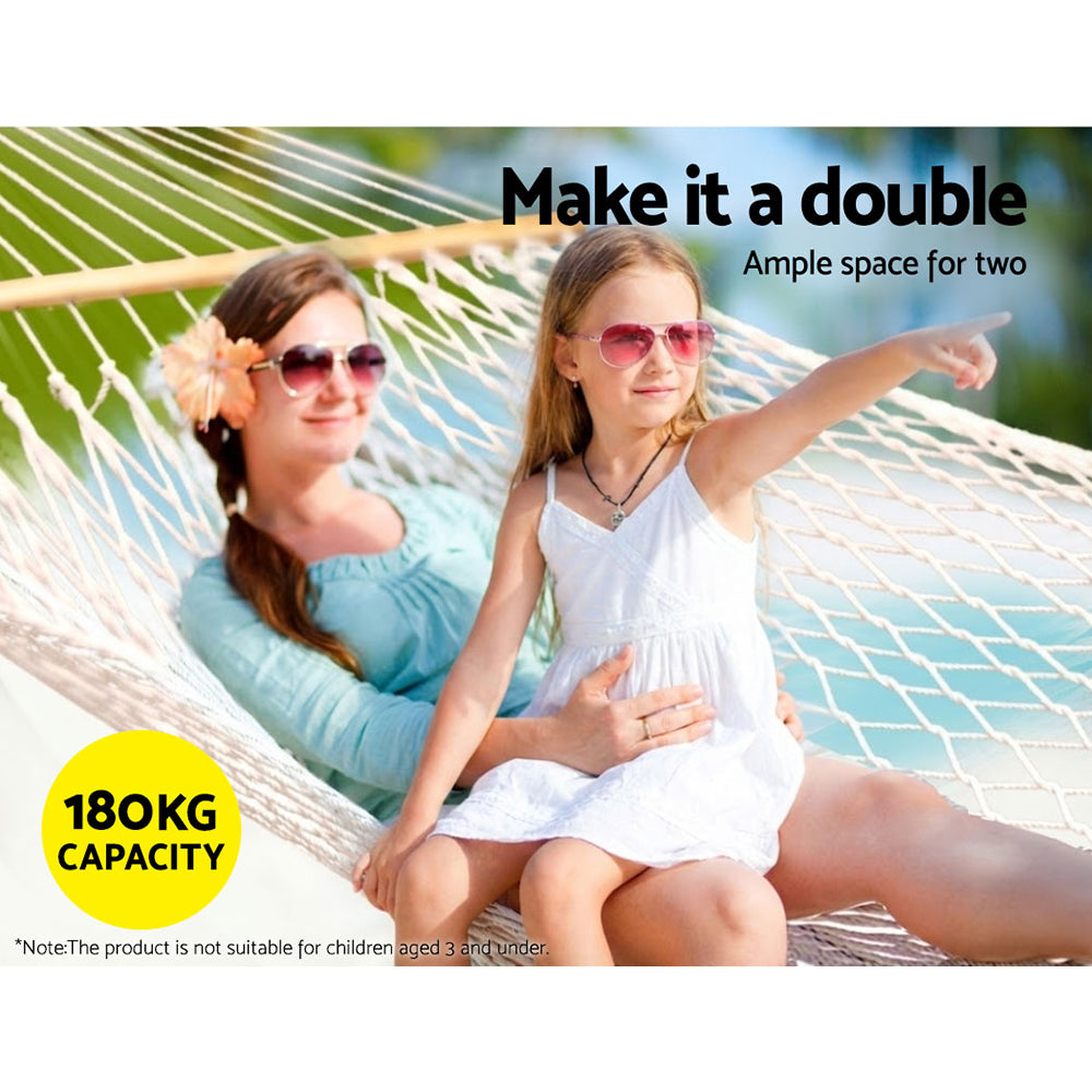 Gardeon Hammock Bed Outdoor Chair Camping Hanging Hammocks Mesh 2 Person-Hammock-PEROZ Accessories