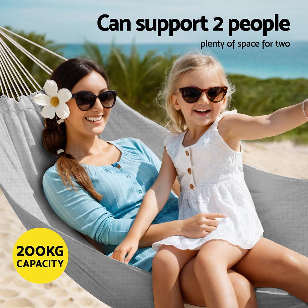 Gardeon Hammock Bed w/ Travel Bag Outdoor Lounge Chair Grey-Home & Garden > Hammocks > Hammocks & Accessories-PEROZ Accessories