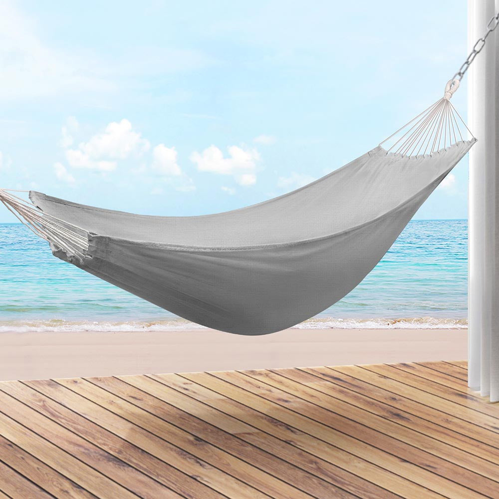 Gardeon Hammock Bed w/ Travel Bag Outdoor Lounge Chair Grey-Home & Garden > Hammocks > Hammocks & Accessories-PEROZ Accessories