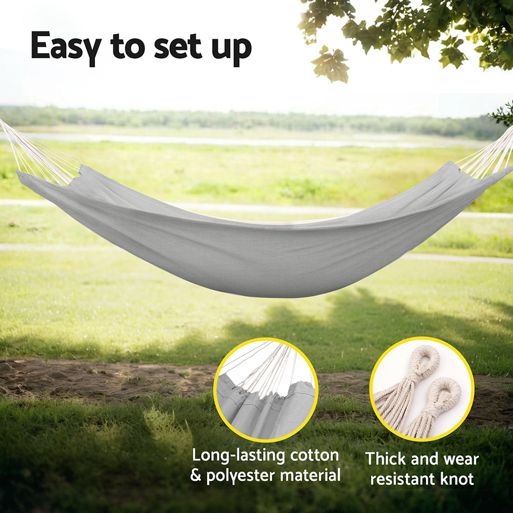 Gardeon Hammock Bed w/ Travel Bag Outdoor Lounge Chair Grey-Home & Garden > Hammocks > Hammocks & Accessories-PEROZ Accessories