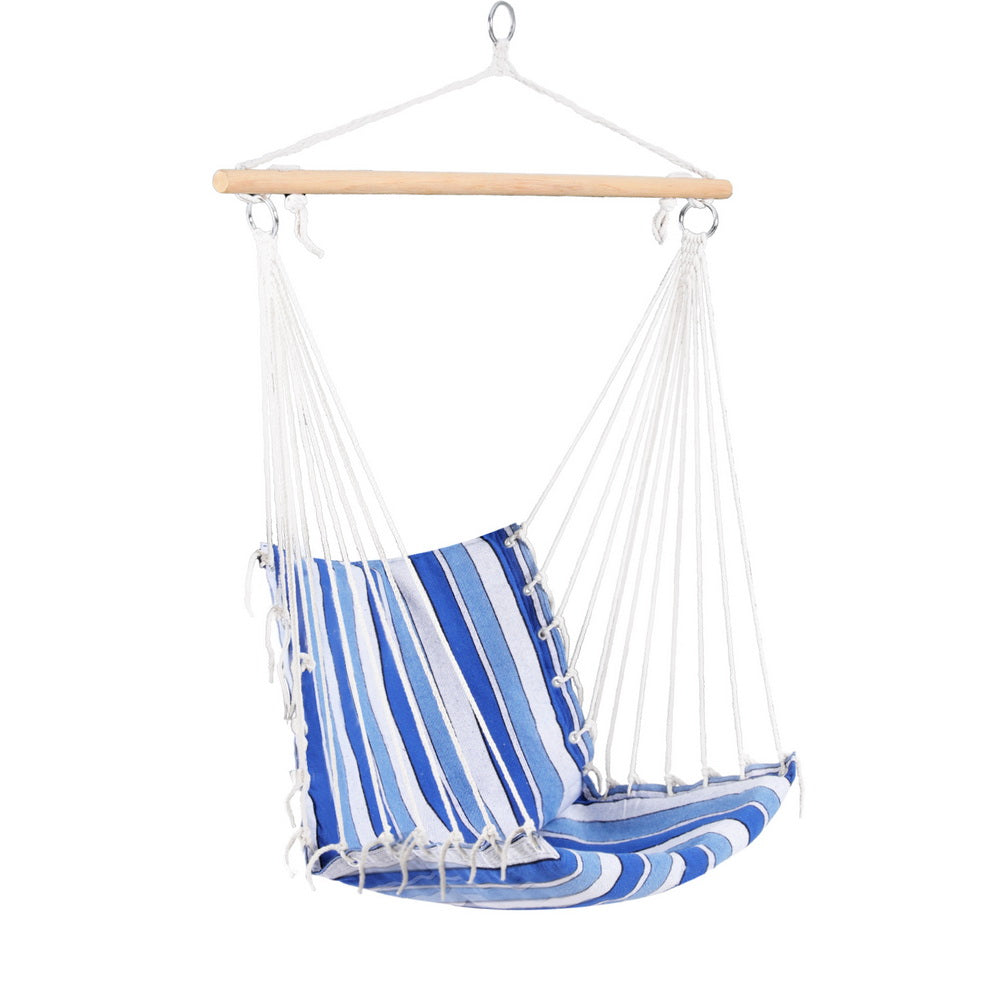 Gardeon Hammock Chair Swing Camping Blue-Home & Garden > Hammocks > Hammocks & Accessories-PEROZ Accessories