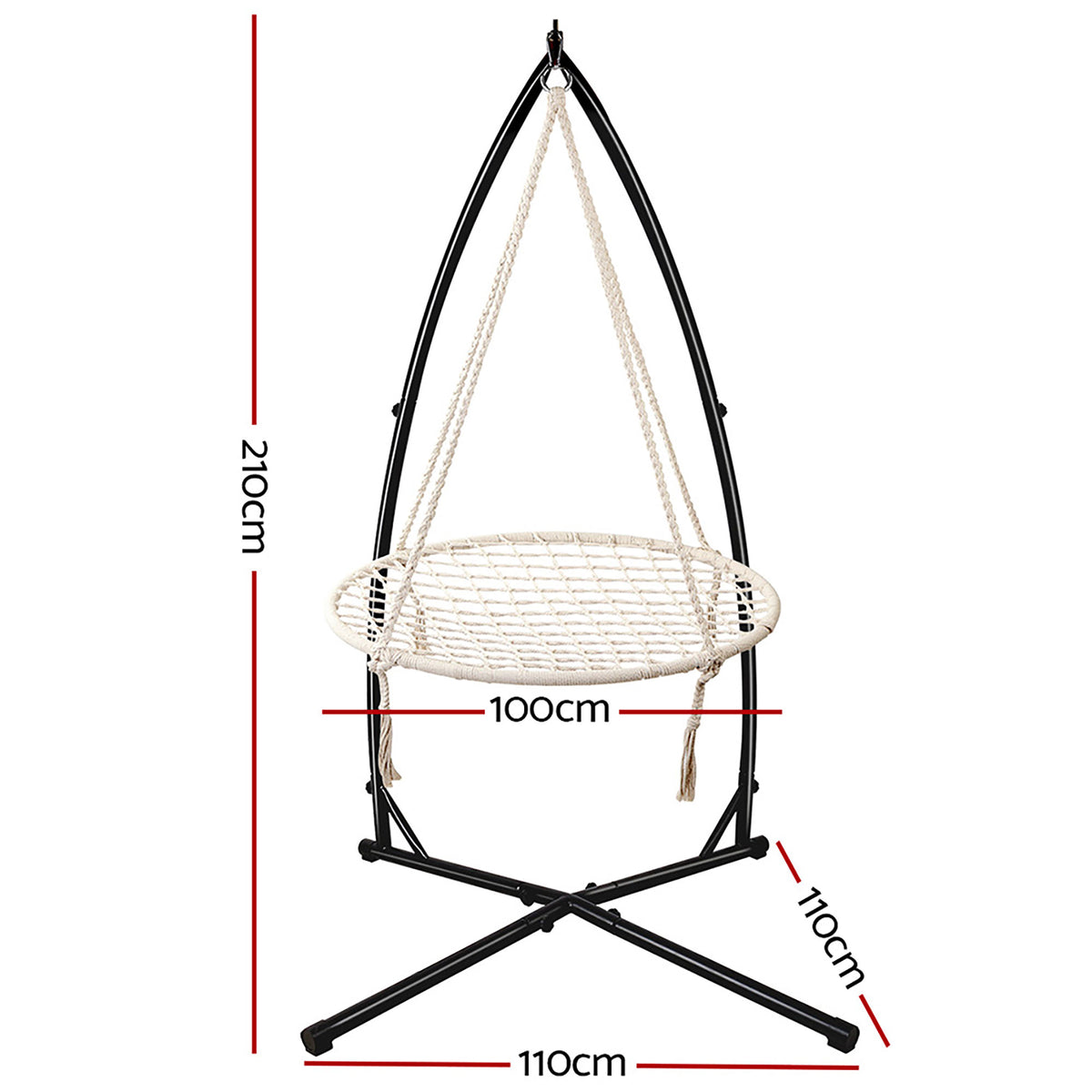 Gardeon Hammock Chair Nest Web Outdoor Swing with Steel Stand 100cm-Hammock-PEROZ Accessories