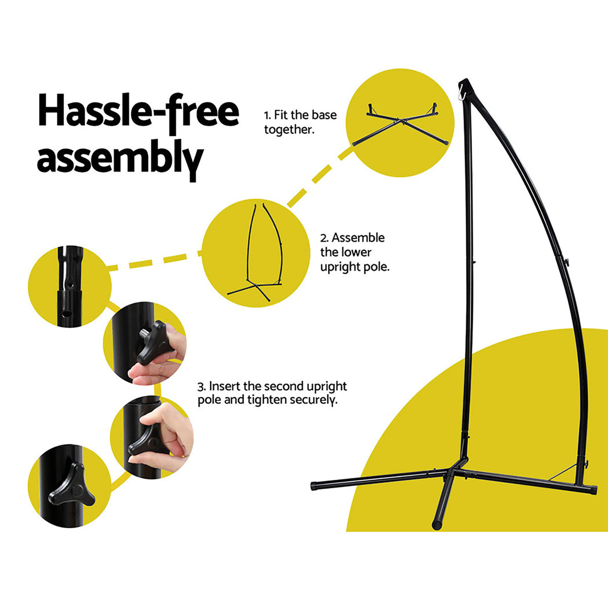 Gardeon Hammock Chair Nest Web Outdoor Swing with Steel Stand 100cm-Hammock-PEROZ Accessories