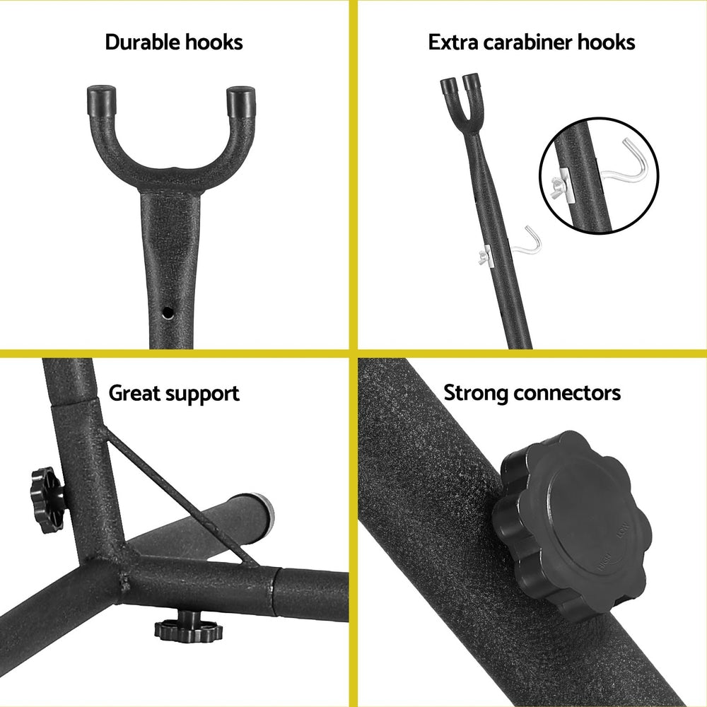 Gardeon Hammock Chair Outdoor Camping Hanging with Stand Cream-Home & Garden > Hammocks-PEROZ Accessories