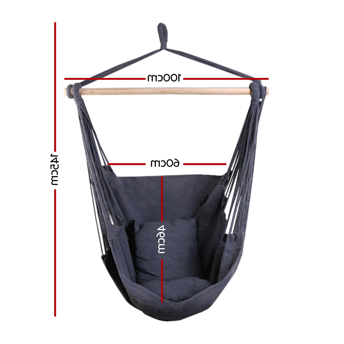 Gardeon Hammock Chair Outdoor Camping Hanging Hammocks Cushion Pillow Grey-Hammock-PEROZ Accessories