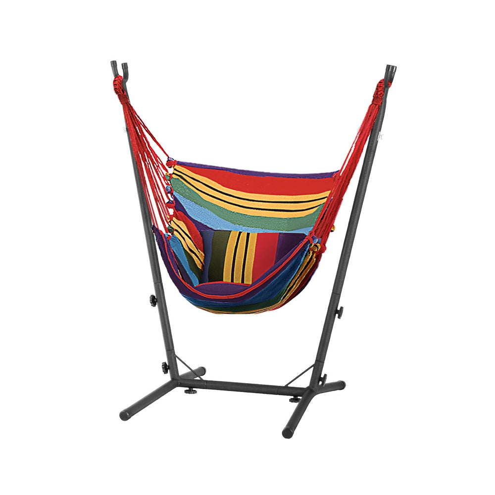 Gardeon Hammock Chair Outdoor Camping Hanging with Stand Rainbow-Home & Garden > Hammocks-PEROZ Accessories