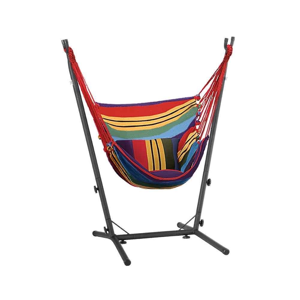 Gardeon Hammock Chair Outdoor Camping Hanging with Stand Rainbow-Home & Garden > Hammocks-PEROZ Accessories
