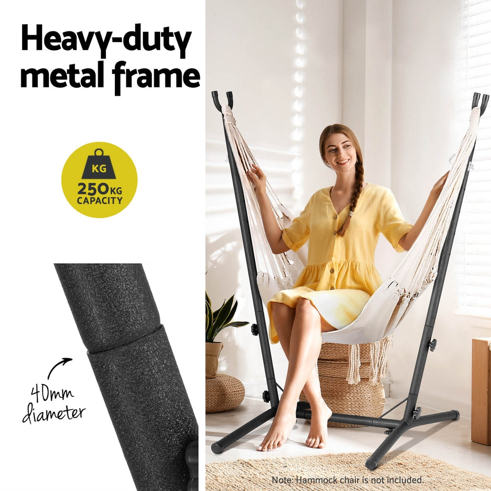 Gardeon Hammock Chair Stand Metal Frame Black-Furniture > Bar Stools & Chairs > Table & Bar Stools-PEROZ Accessories