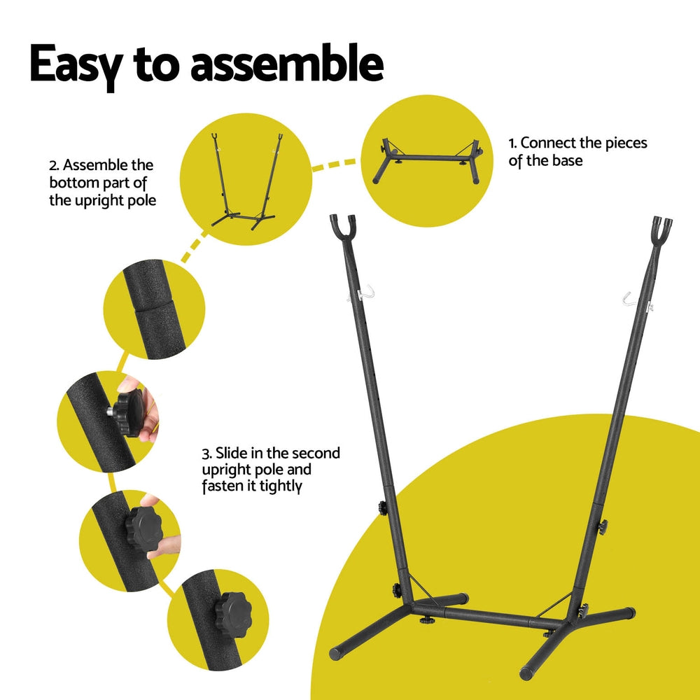 Gardeon Hammock Chair Stand Metal Frame Black-Furniture > Bar Stools & Chairs > Table & Bar Stools-PEROZ Accessories