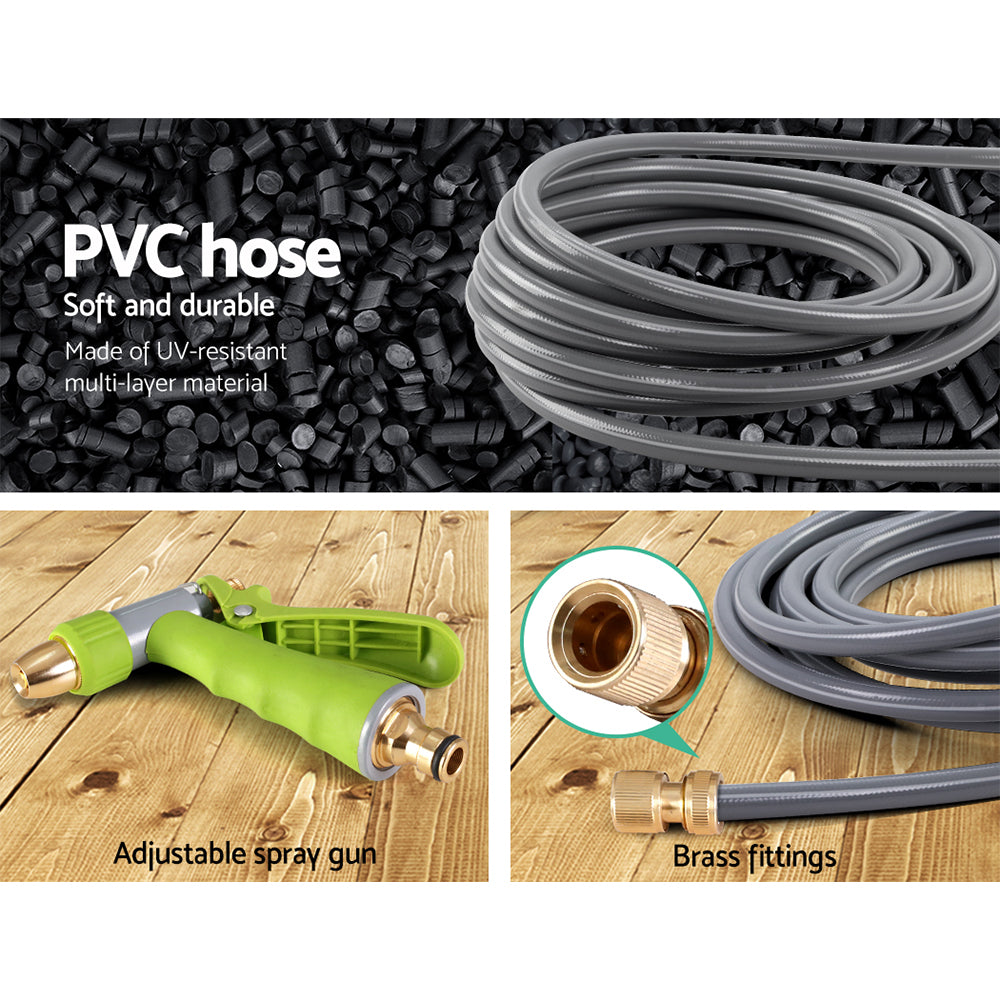 Water Hose Reel 20M Retractable Auto Rewind Garden Brass Spray Gun-Home & Garden > Garden Tools > Garden Hoses-PEROZ Accessories