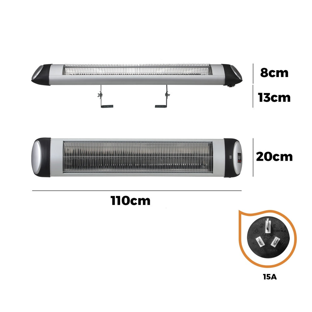 Vevare Electric Strip Infrared Heater Radiant 2x 3000W Remote-Heaters-PEROZ Accessories