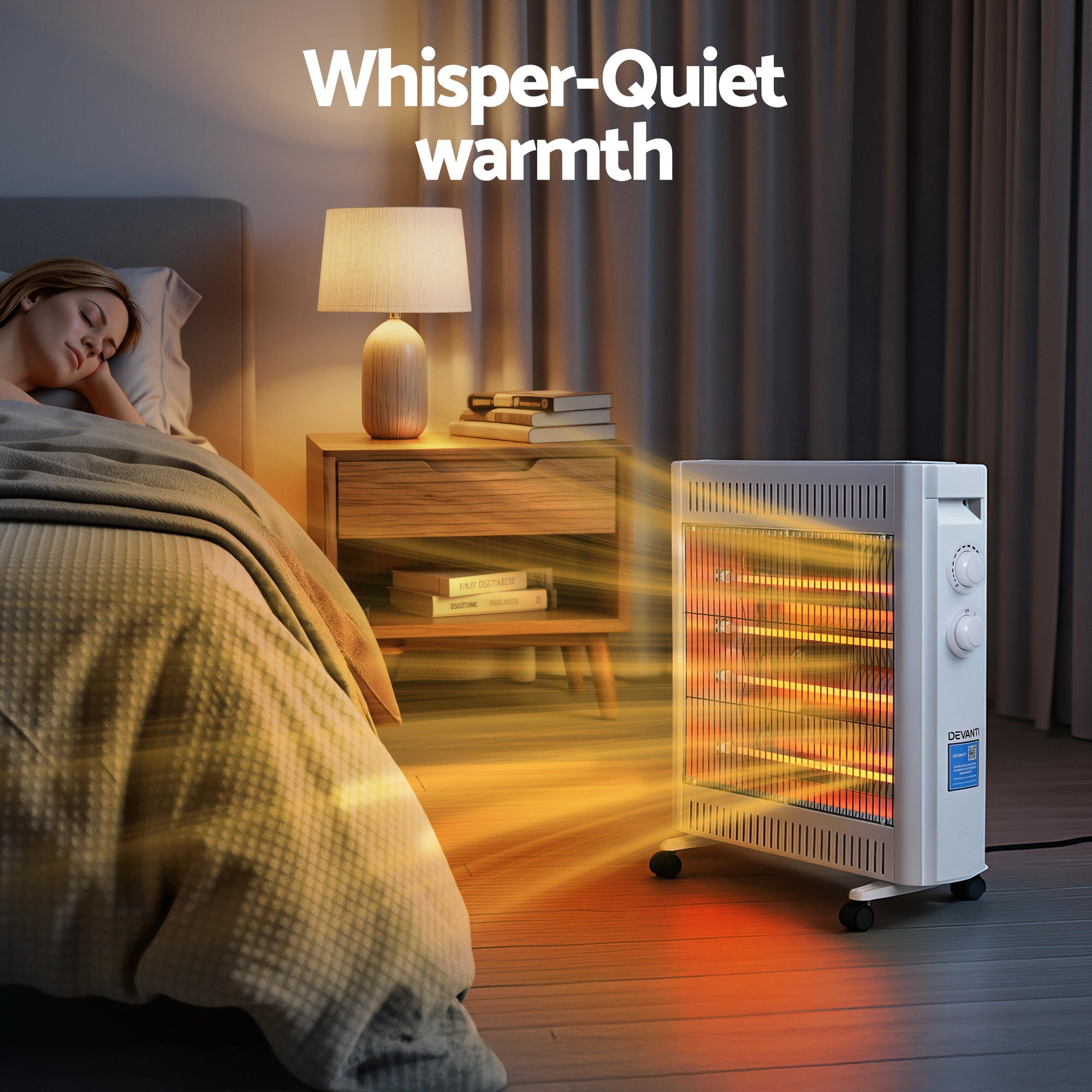 Devanti 2200W Infrared Radiant Heater Portable Electric Space Heating White-Appliances > Heaters > Patio Heaters-PEROZ Accessories