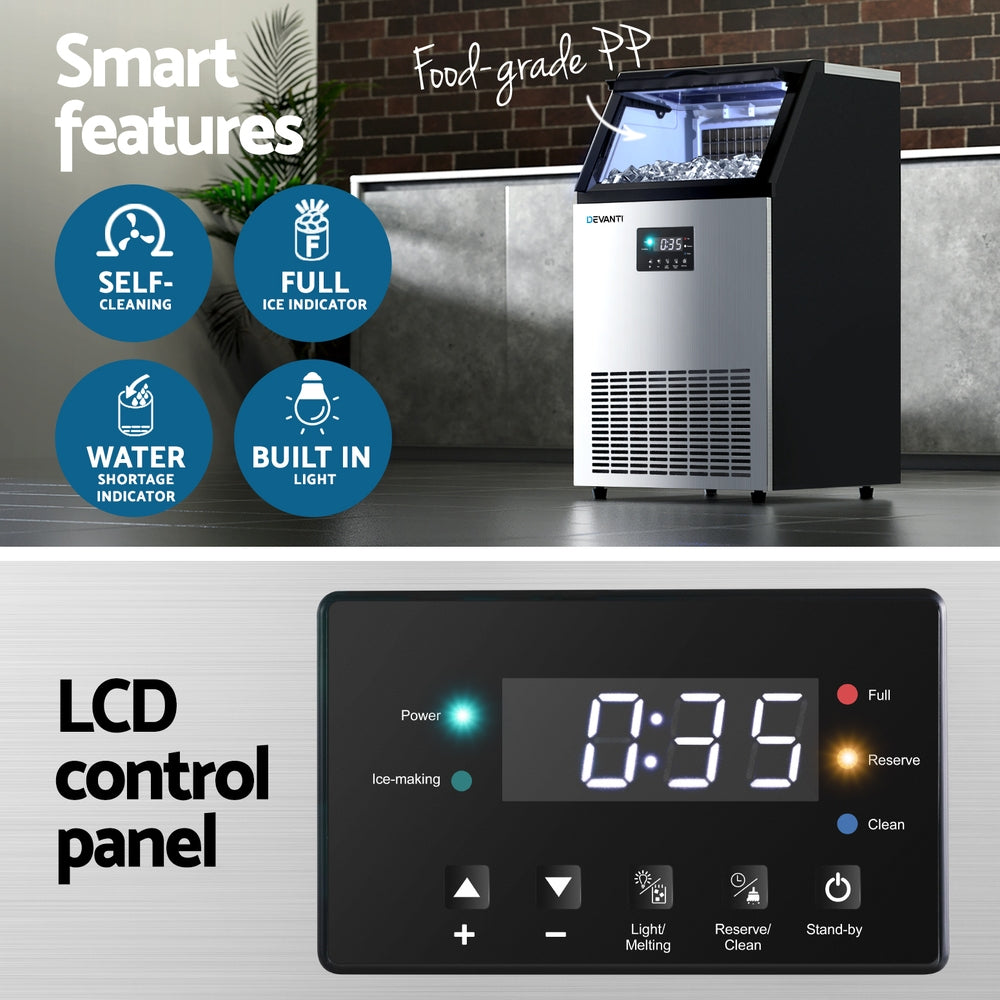 Devanti 60kg Ice Maker Commercial Machine-Appliances > Kitchen Appliances > Ice Makers-PEROZ Accessories