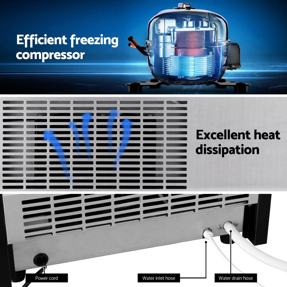 Devanti 60kg Ice Maker Commercial Machine-Appliances > Kitchen Appliances > Ice Makers-PEROZ Accessories