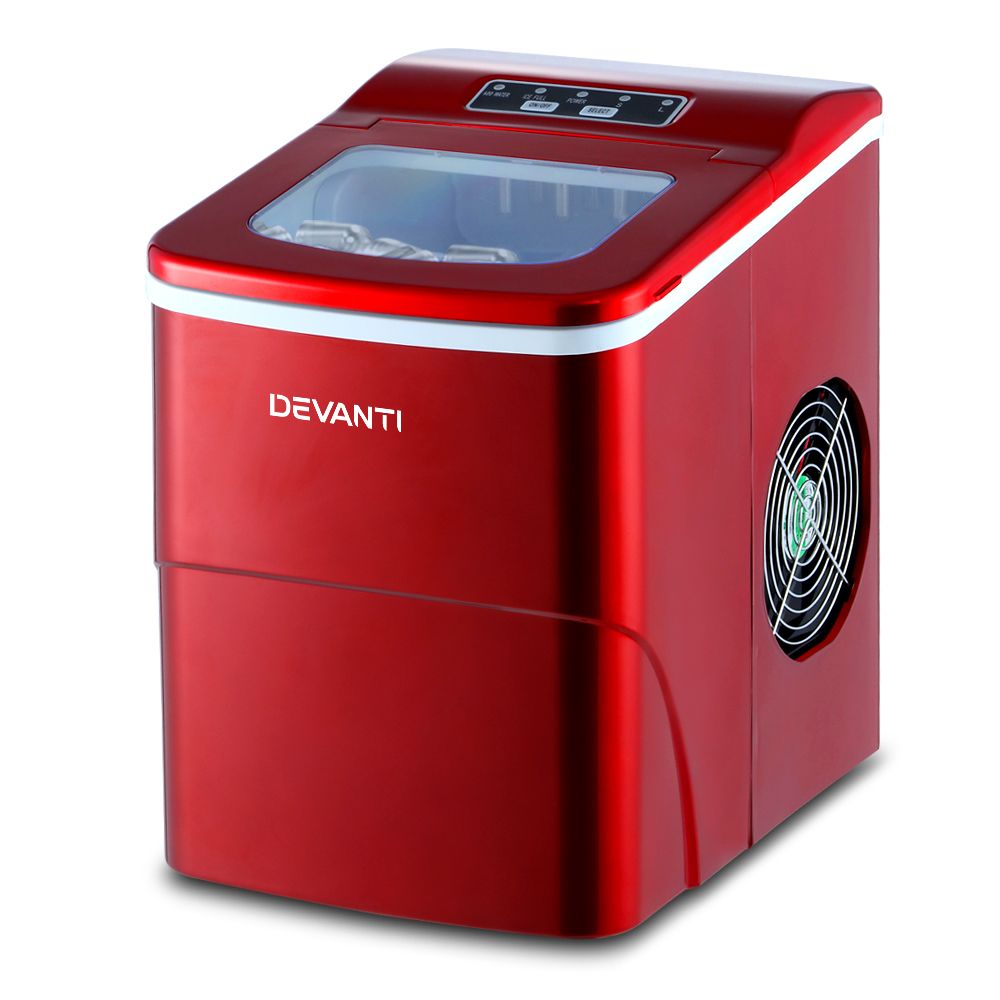 Devanti 12kg Ice Maker Machine Red-Ice Makers-PEROZ Accessories