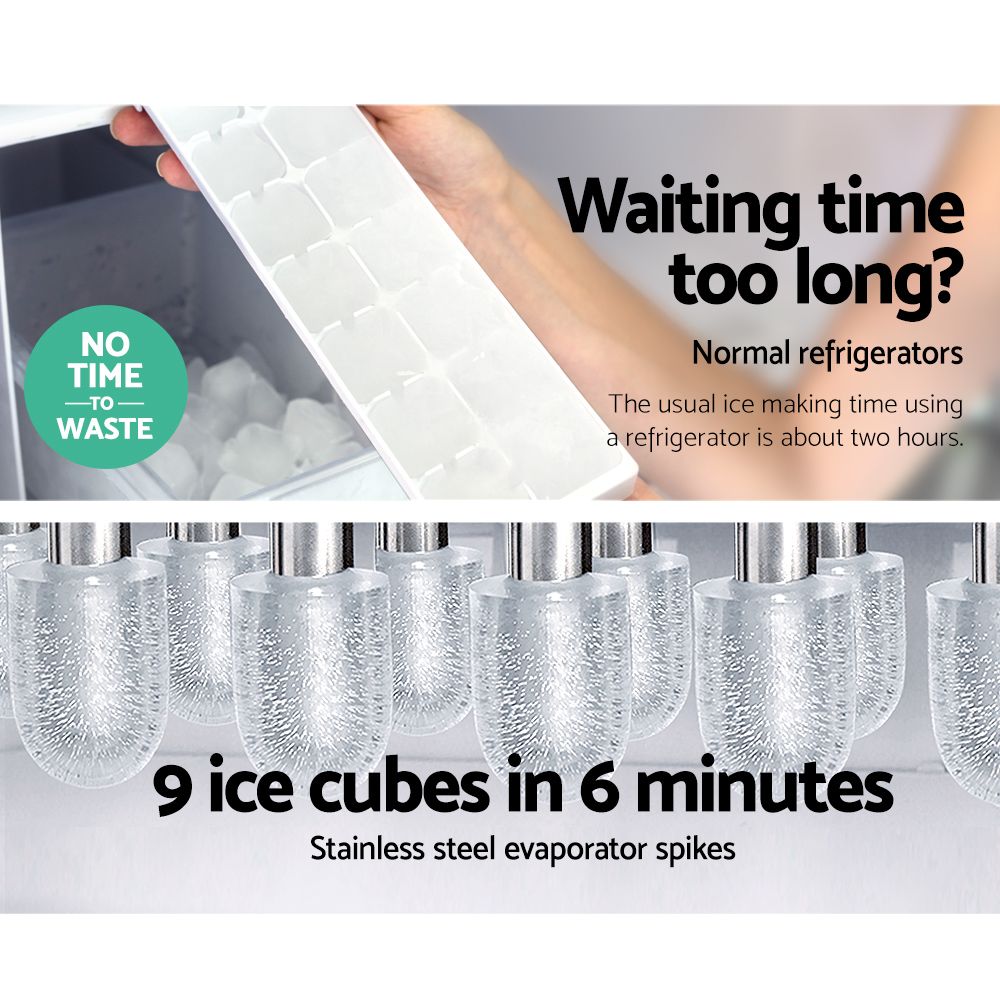 Devanti 12kg Ice Maker Machine Red-Ice Makers-PEROZ Accessories