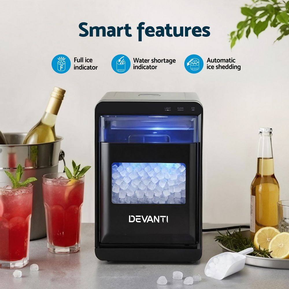 Devanti Ice Maker Machine 20kg Chewable Nugget Ice Countertop w/Self Cleaning-Appliances > Kitchen Appliances > Ice Makers-PEROZ Accessories
