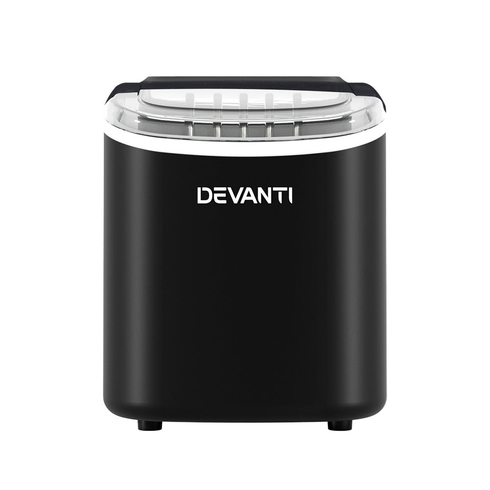Devanti Portable Ice Maker Machine Ice Cube Tray 12kg Bar Countertop Black-Appliances > Kitchen Appliances-PEROZ Accessories