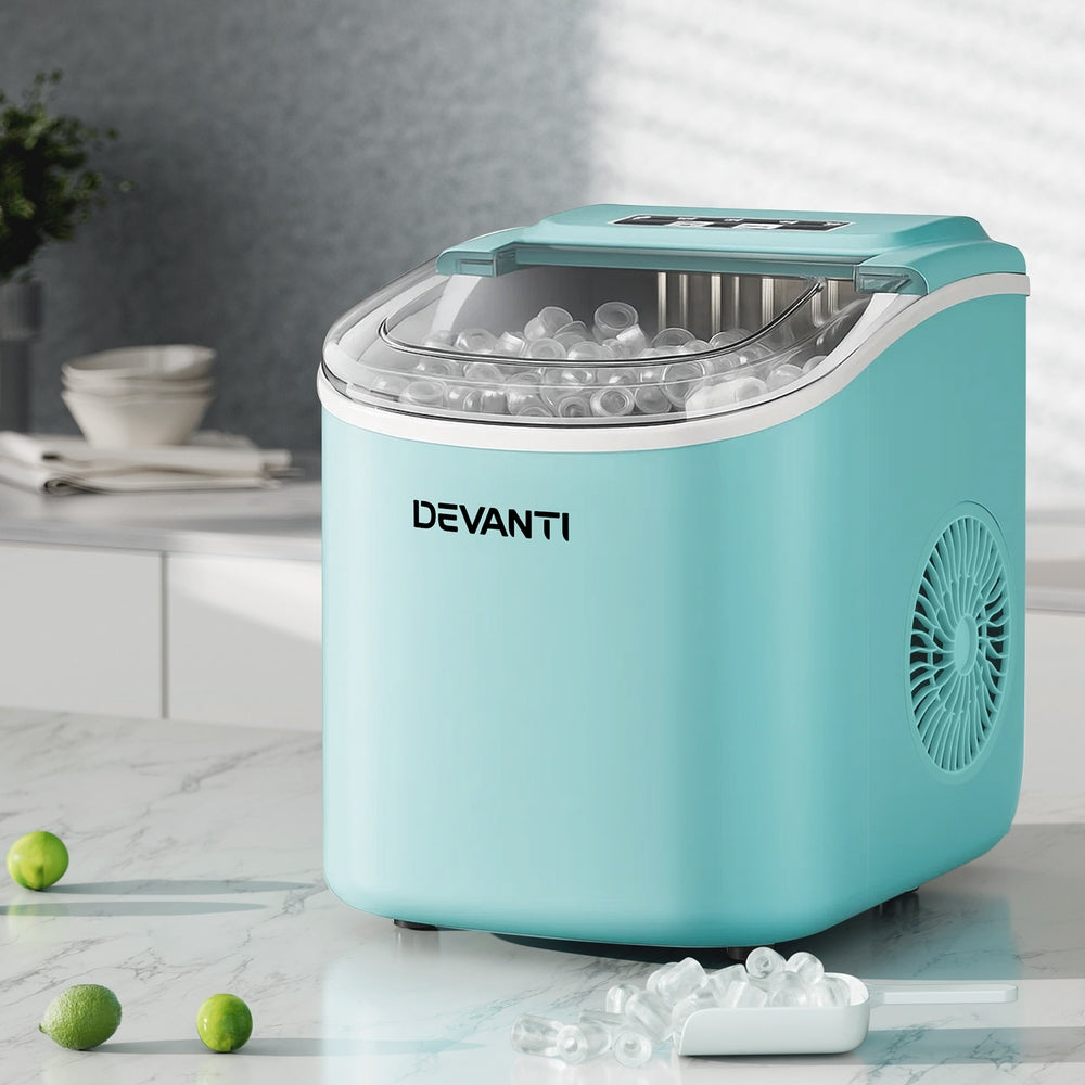 Devanti 12kg Ice Maker Machine w/Self Cleaning Green-Appliances > Kitchen Appliances > Ice Makers-PEROZ Accessories