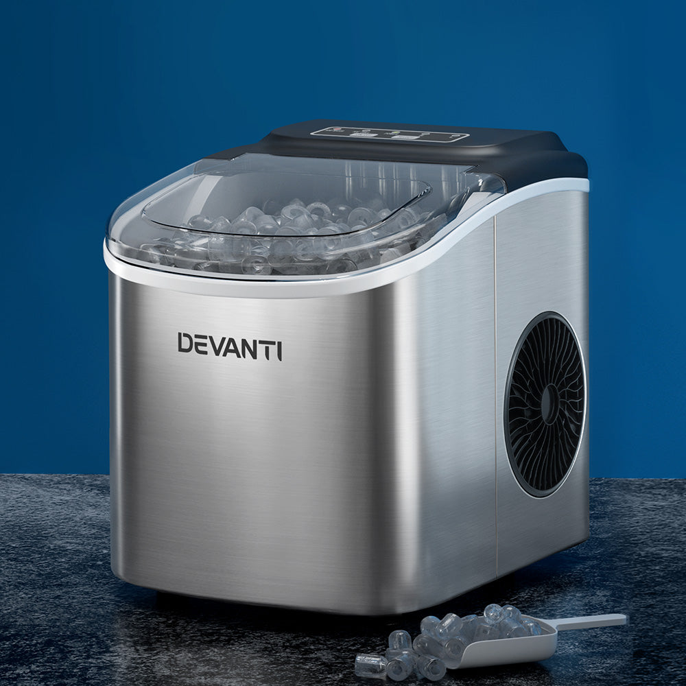 Devanti 12kg Ice Maker Machine w/Self Cleaning Silver-Appliances > Kitchen Appliances-PEROZ Accessories
