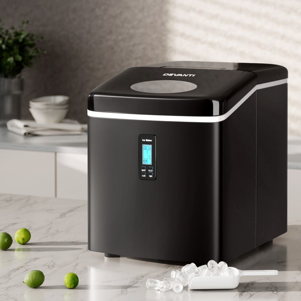 DEVANTI 3.2L Portable Ice Cube Maker Machine Benchtop Counter Black-Ice Makers-PEROZ Accessories