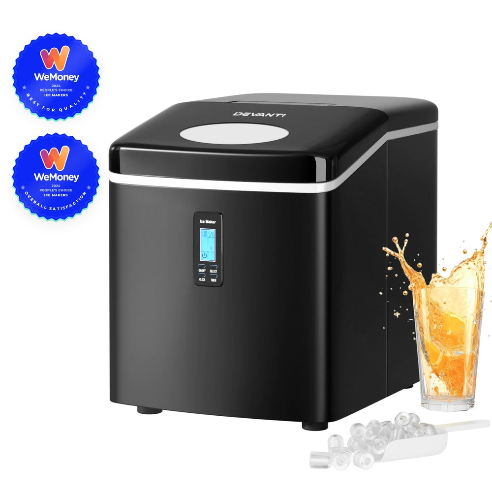 DEVANTI 3.2L Portable Ice Cube Maker Machine Benchtop Counter Black-Ice Makers-PEROZ Accessories